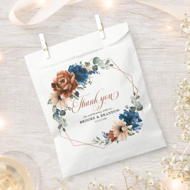 Sacolinha Terracotta Marinho Blue Greenery Casamento Geométr (Cortado)