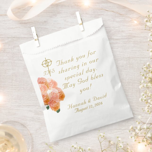 Sacolinha Terracotta Rosa Católica Casamento (Cortado)