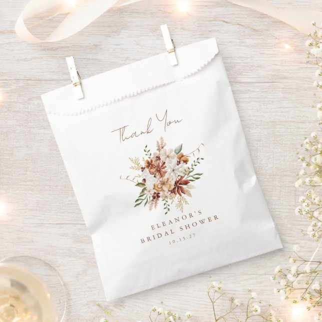 Sacolinha Terracotta Rust Floral Boho Bridal Shower Obrigada (Cortado)