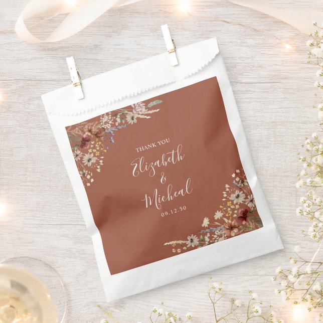 Sacolinha Terracotta Tiny Wildflower Weding Favor Bolsas (Cortado)