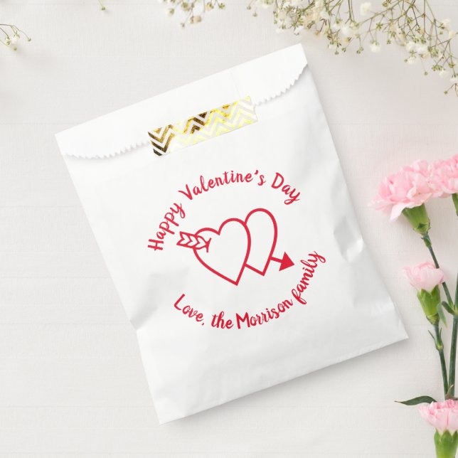 Sacolinha texto personalizado de corações bonitos vermelhos  (Selado)