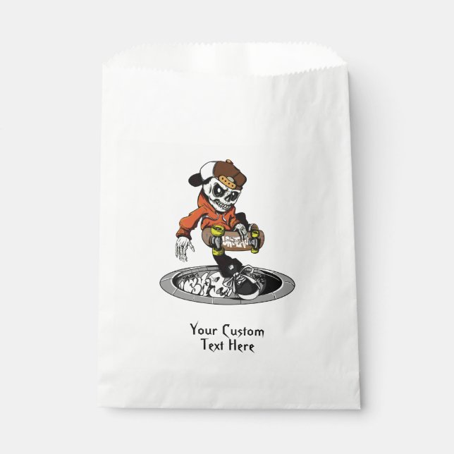 Sacolinha Texto personalizado do Skater Zombie favorece bols (Frente)