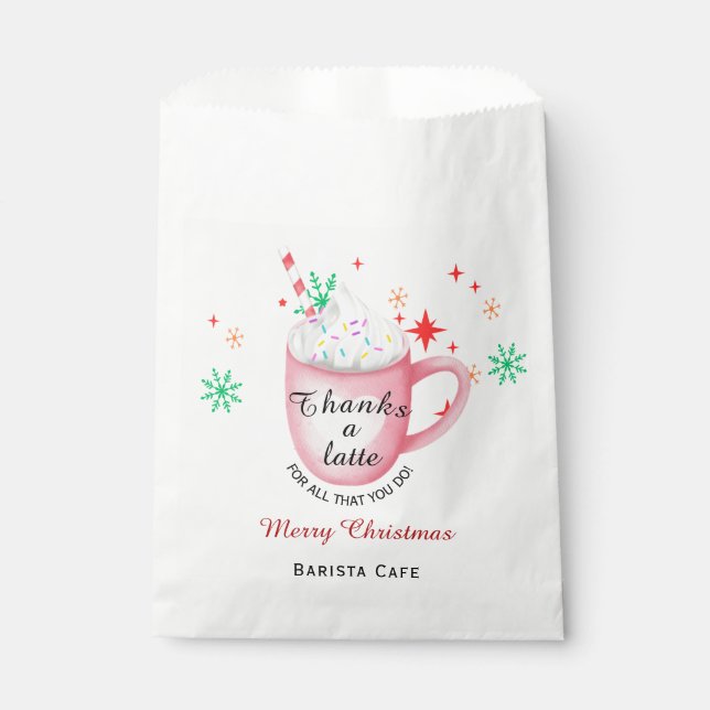 Sacolinha Thanks a latte Christmas coffee shop logo (Frente)