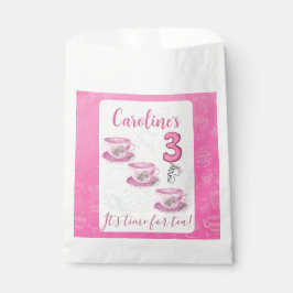 Sacolinha Three It’s Time for Tea 3rd Birthday Invitation