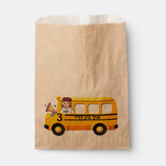 Sacolinha Three Year Old Upsherin Boy School Bus Favor Bags