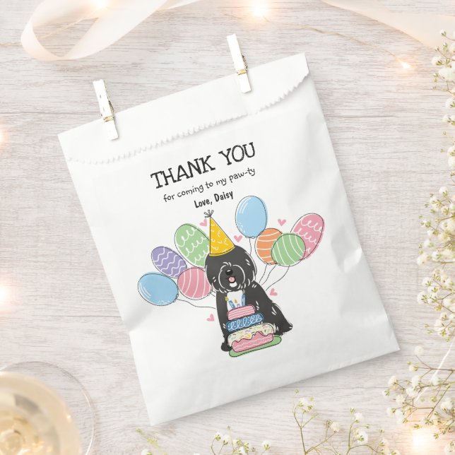 Sacolinha Tibetan Terrier Birthday Obrigado A Favor Bag (Cortado)
