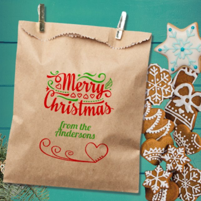 Sacolinha Tipografia de Natal Vermelho e Verde Kraft Bag (Criador carregado)