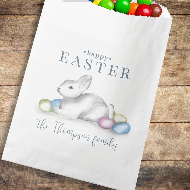 Sacolinha Tipografia Simples do Felz pascoa de Pastel (Easter Personalized treat favor bag. Perfect for your favorite treat.)