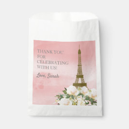 Sacolinha Torre Eiffel, rosa e Dourada, obrigado