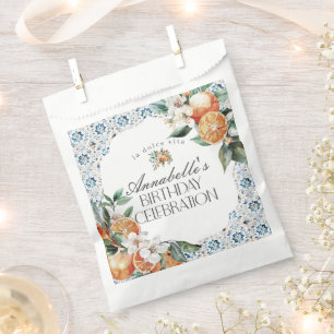 Sacolinha Toscana Azulejo Citrus Orange Festa de aniversário