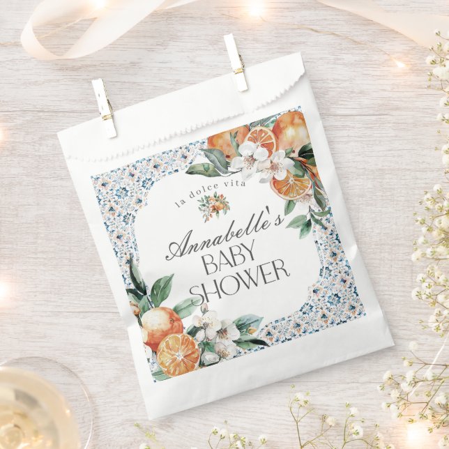 Sacolinha Toscânia Azulejo Citrus Chá de fraldas Grego (Cortado)