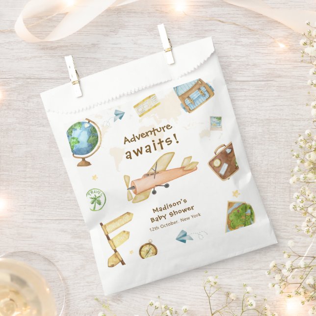 Sacolinha Travel Around The World Airplane Baby Shower  (Cortado)