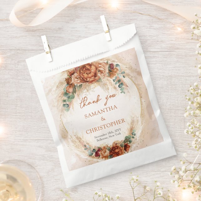 Sacolinha Trendy Terracotta burgundy flores verdes pampas (Cortado)