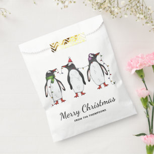Sacolinha Três pinguins de Natal com texto personalizado
