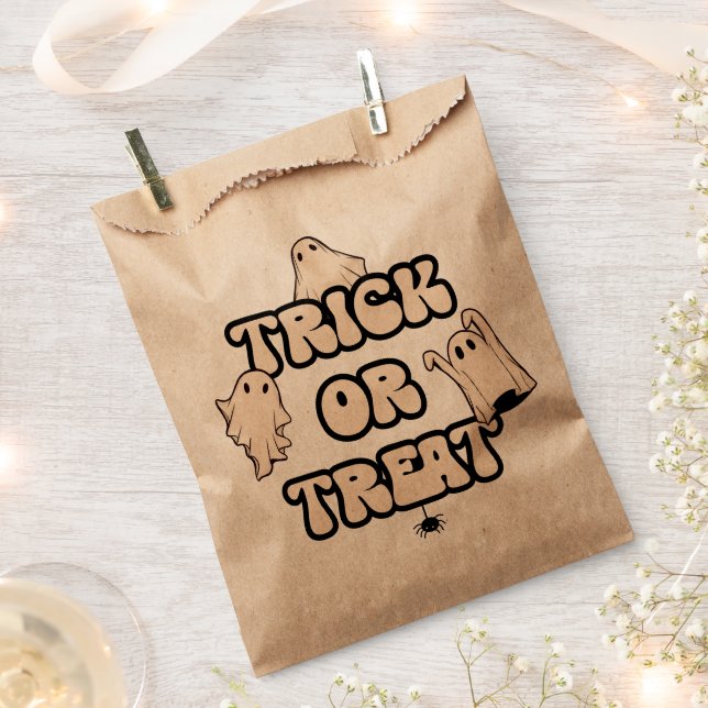 Sacolinha Trick ou Tratar do Halloween dos Fantasmas Retro (Cortado)