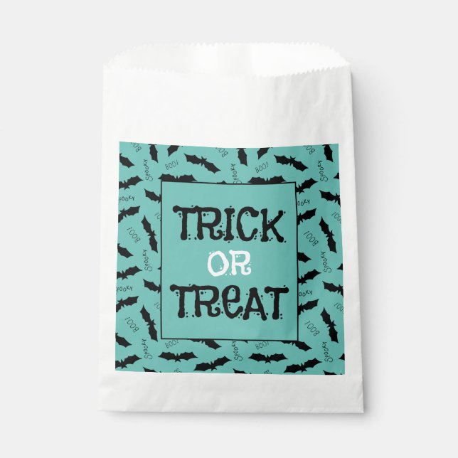 Sacolinha Trick ou Treine Bats de Festa de Halloween (Frente)
