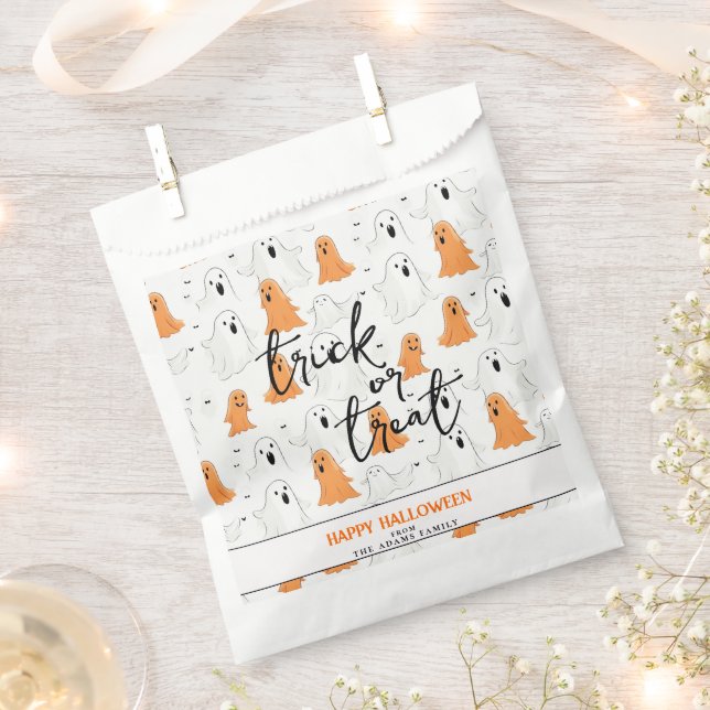 Sacolinha Trick ou Treine Fantasmas Cartunistas Halloween (Cortado)