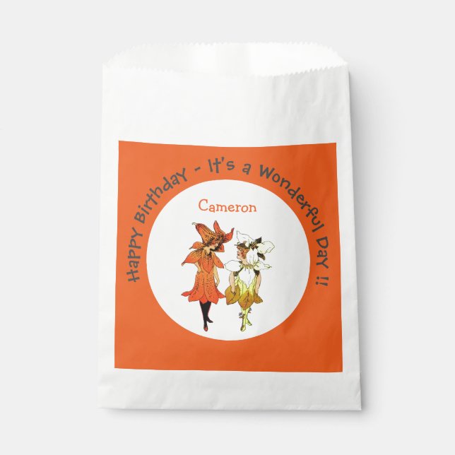 Sacolinha Trillium Tiger-Lily Whimsical Flower Party Supply (Frente)