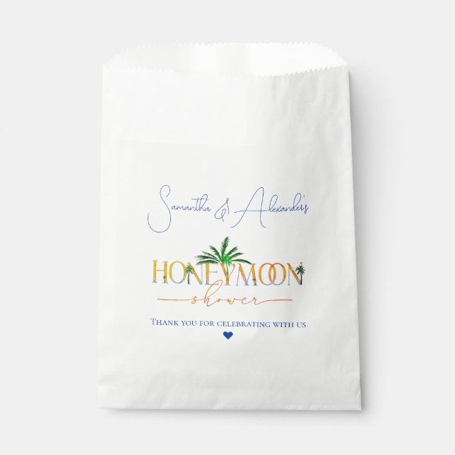 Sacolinha Tropical Beach Sunset Honeymoon Fund Casal Shower (Frente)