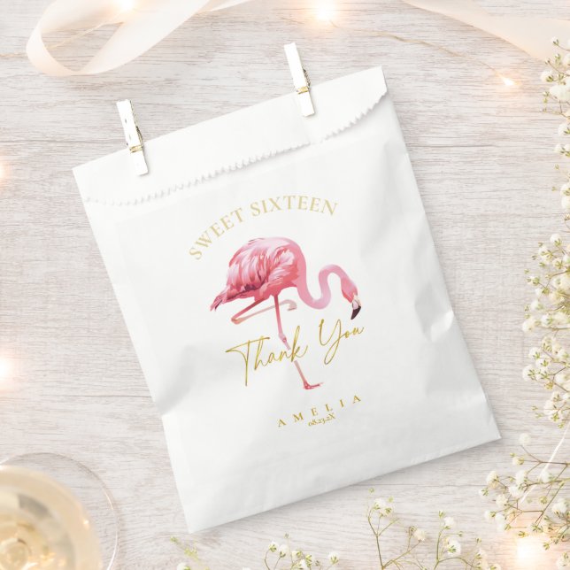 Sacolinha Tropical Flamingo Sweet 16 Obrigado ID922 (Cortado)