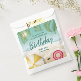 Sacolinha Tropical Palm Leaves Sand Beach Birthday Thank You