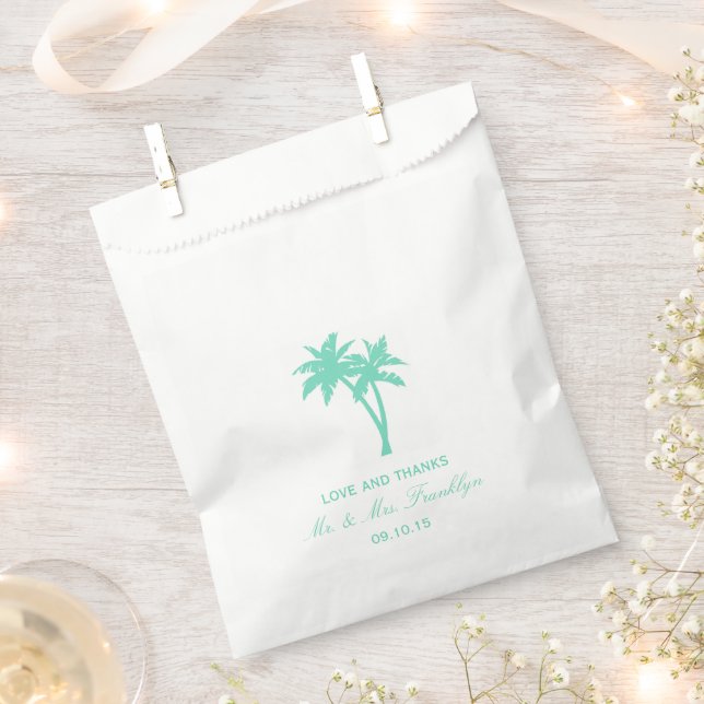 Sacolinha Tropical Palm Tree Beach Casamento Favor Bag (Cortado)