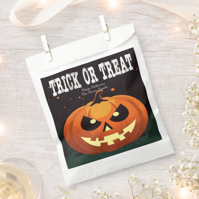 Sacolinha Truque ou tratamento de abóbora de Mau divertida (Cortado)