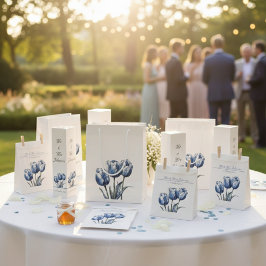 Sacolinha Tulipas em Azul de Delft personalizáveis