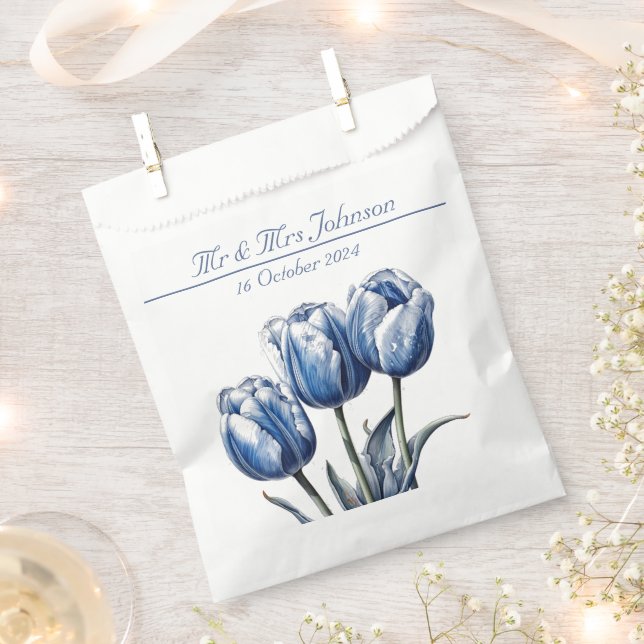 Sacolinha Tulipas em Azul de Delft personalizáveis (Cortado)