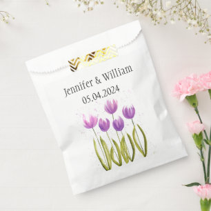 Sacolinha Tulipas flores aquarela Púrpura Casamento Russo