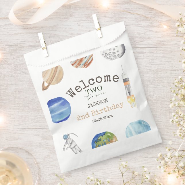 Sacolinha Two The Moon | Modern Space 2nd Birthday Décor (Cortado)