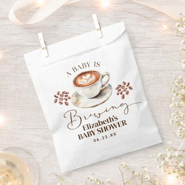 Sacolinha Um Bebê está Preparando Café Tema Chá de Bebê (Cortado)