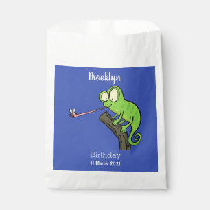 Sacolinha Um desenho animado verde-feliz chameleon lagarto