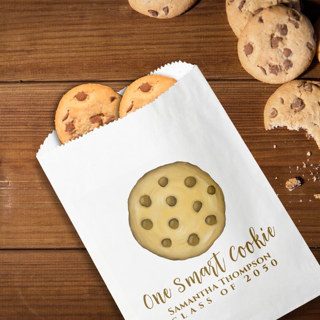 Sacolinha Um Favor de Partido Simples do Formando Smart Cook (One Smart Cookie graduation party favor paper bag)