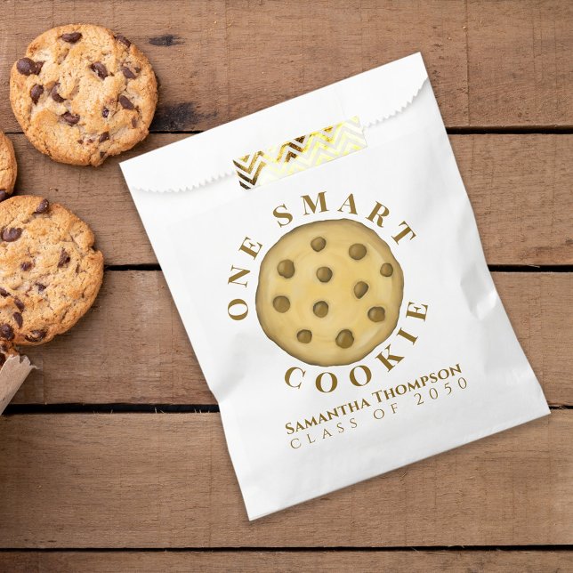 Sacolinha Um Favor de Partido Simples do Formando Smart Cook (One Smart Cookie graduation party favor paper bag)