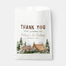 Sacolinha Um Feliz Camper Bear Forest Obrigado Aniversário