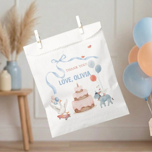 Sacolinha Um Ganso Tolo Primeiro Aniversário Aquarela Animai