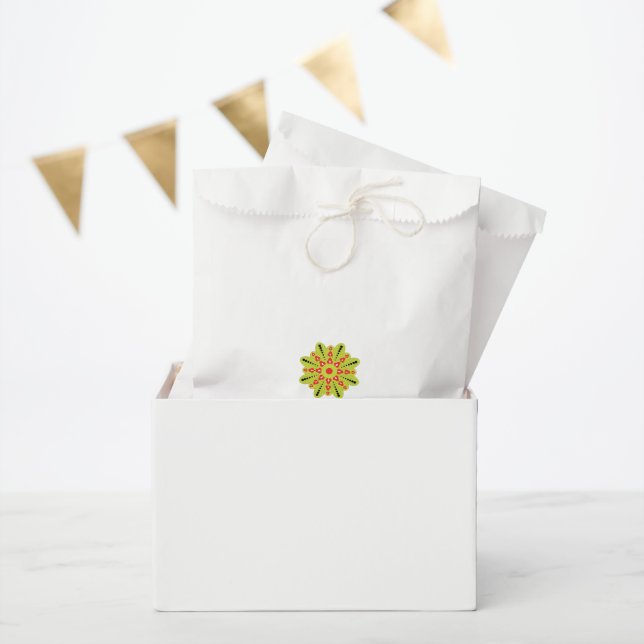 Sacolinha uma flor verde e vermelha com pontos pretos (Festa)