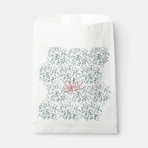 Sacolinha uma flor vermelha sobre fundo preto