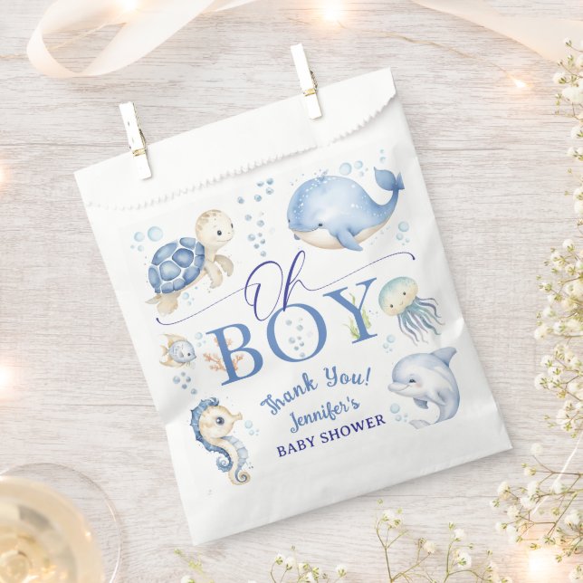 Sacolinha Under The Sea Ocean Baby Shower Boy Blue  (Cortado)