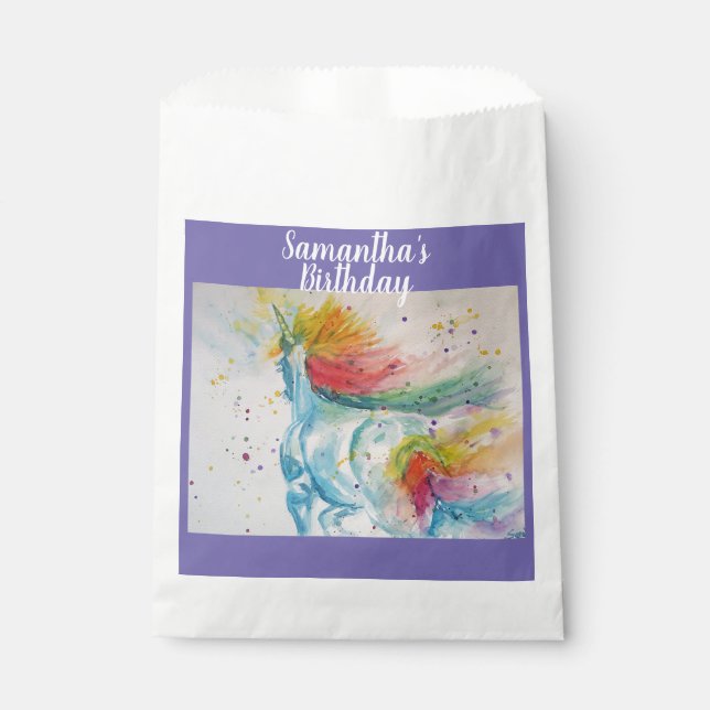 Sacolinha Unicorn Cute Rainbow pet Party Bolsas (Frente)
