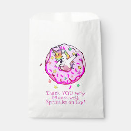 Sacolinha Unicórnio Arco-íris Dab Dança divertida Donut Rosa