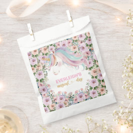 Sacolinha Unicórnio Mágico Flor Rosa aniversário