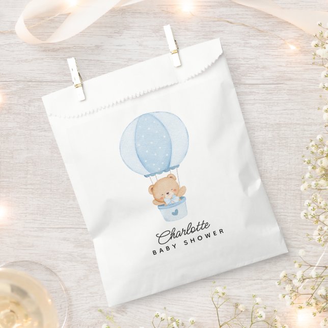 Sacolinha Ursa de pelúcia simples balão azul (Cortado)