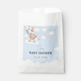 Sacolinha ursinho de pelúcia azul-claro-chá de fraldas