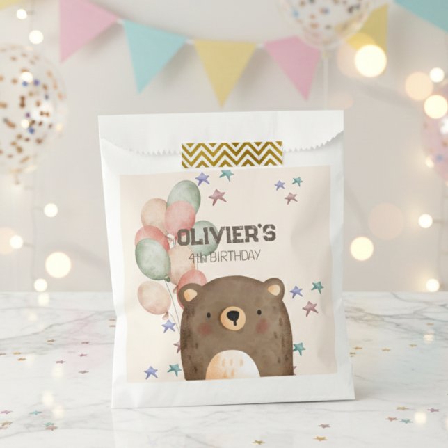 Sacolinha Urso aquoso com balões de aniversário Favor Bag (Criador carregado)