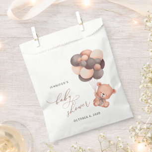 Sacolinha Urso Bebê, Urso Teddy, Balões Marrons, Chá de fral