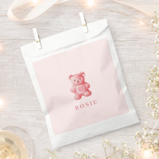 Sacolinha Urso Cinzento Rosa-Cor-de-Água Personalizado (Cortado)
