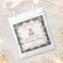 Sacolinha Urso de Laço Coquete Rosa Sobremesa de Aniversário