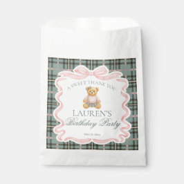 Sacolinha Urso de Laço Coquete Rosa Sobremesa de Aniversário
